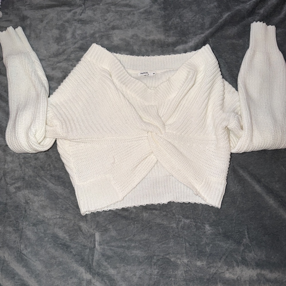 Mystique BoutiqueWomen's White Knit Cropped Sweater